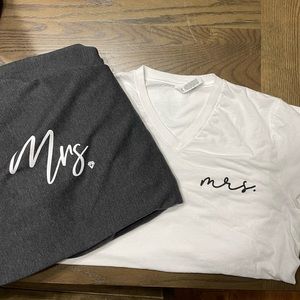 Bella Canvas Mrs. bride v-neck tshirt & sweatpants SET